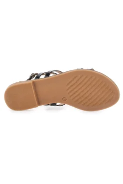 Sandali Neri e Oro Con Suola Flat 19465-THE FIRST Outlet
