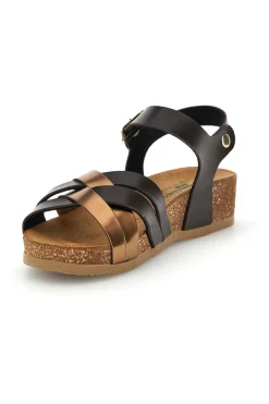 Sandali neri e rame con sottopiede in pelle 293A850SR-PITTARELLO ECO Outlet
