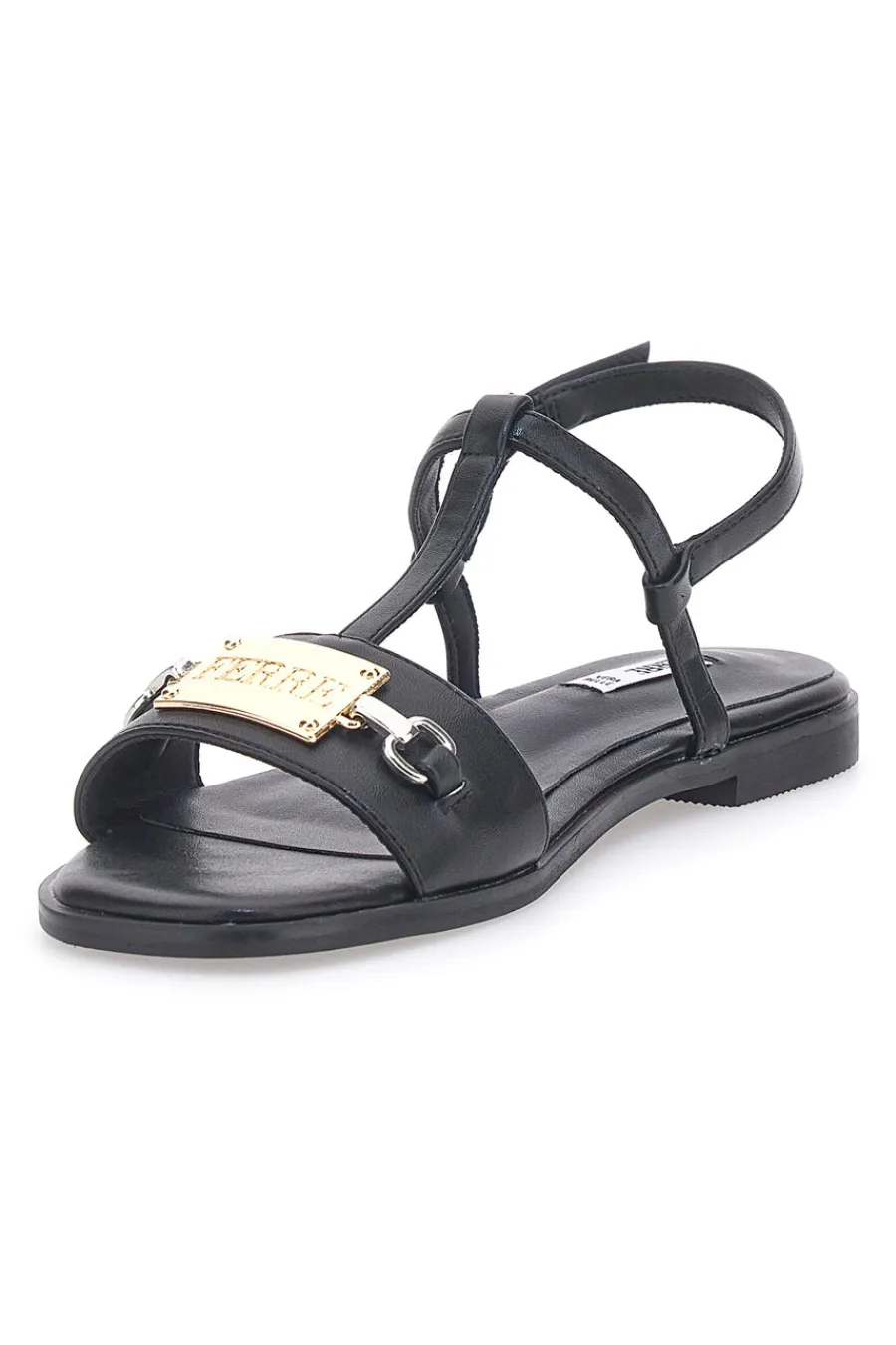 Sandali Neri Flat con Dettaglio Catena F251-FERRE'