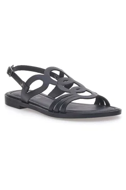 Sandali Neri Flat In Vera Pelle A6440101-PITTARELLO SUN Clearance
