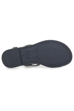 Sandali Neri Flat In Vera Pelle A6440101-PITTARELLO SUN Clearance