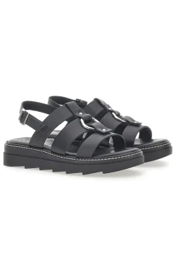 Sandali Neri In Pelle 100% Eco Friendly 5835-PITTARELLO ROCK Outlet