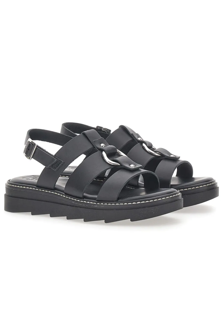Sandali Neri In Pelle 100% Eco Friendly 5835-PITTARELLO ROCK Outlet