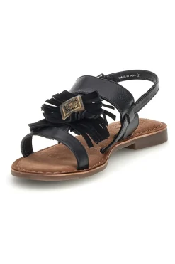 Sandali neri in vera pelle con frange IF10277-PITTARELLO LOOK