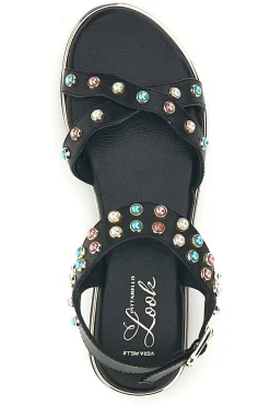 Sandali neri in vera pelle con borchie multicolor IF6980-PITTARELLO LOOK New