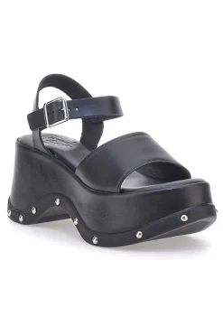Sandali Neri In Vera Pelle con Platform Alto 15777/Z-PITTARELLO ROCK