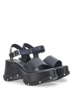 Sandali Neri In Vera Pelle con Platform Alto 15777/Z-PITTARELLO ROCK