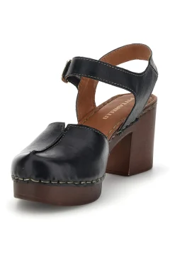 Sandali neri in vera pelle con tacco 1145971-PITTARELLO Online