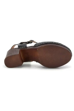 Sandali neri in vera pelle con tacco 1145971-PITTARELLO Online