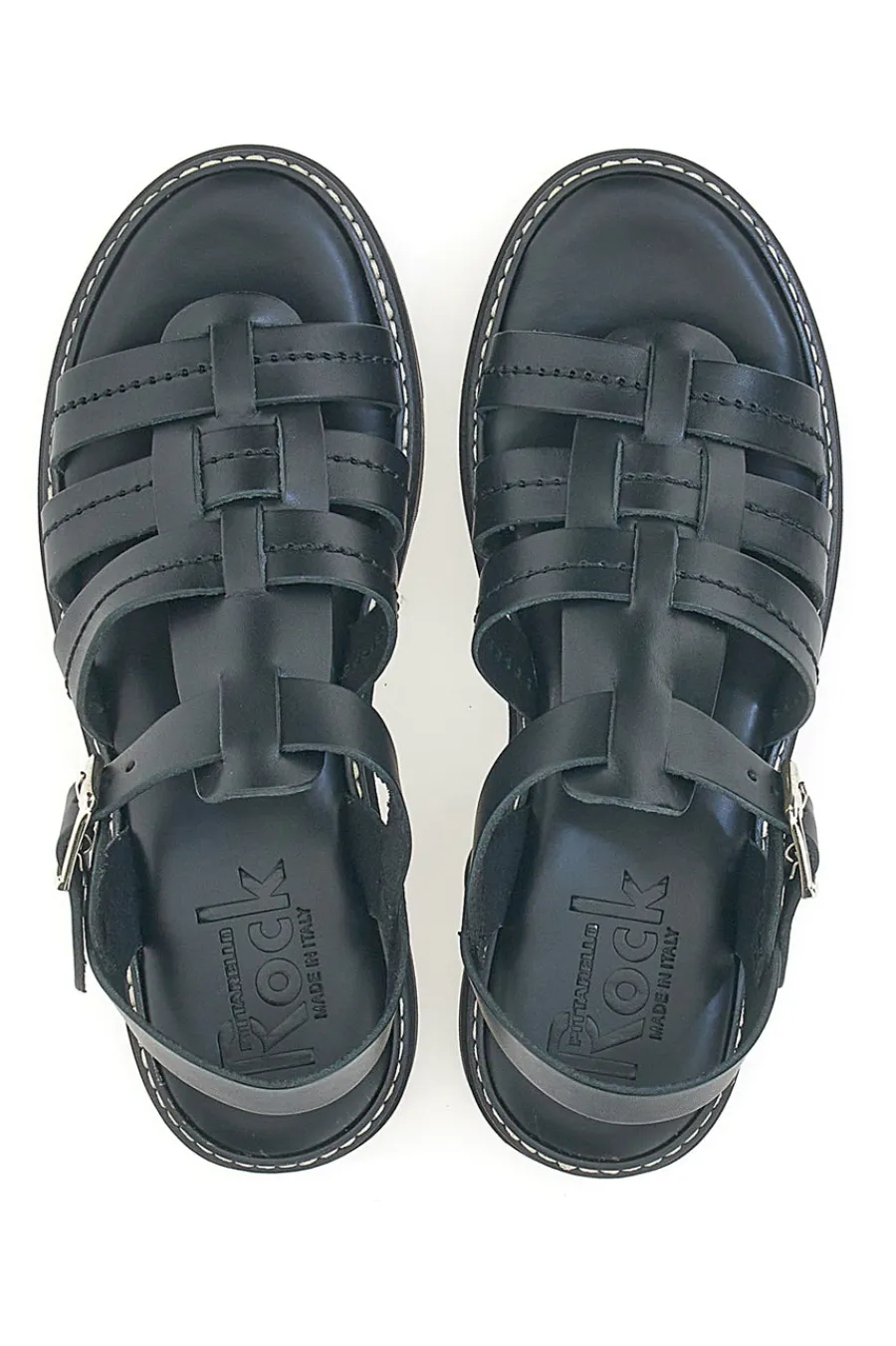 Sandali Neri in Vera Pelle Made in Italy 15432-PITTARELLO ROCK Discount