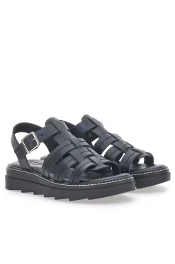 Sandali Neri in Vera Pelle Made in Italy 15432-PITTARELLO ROCK Discount