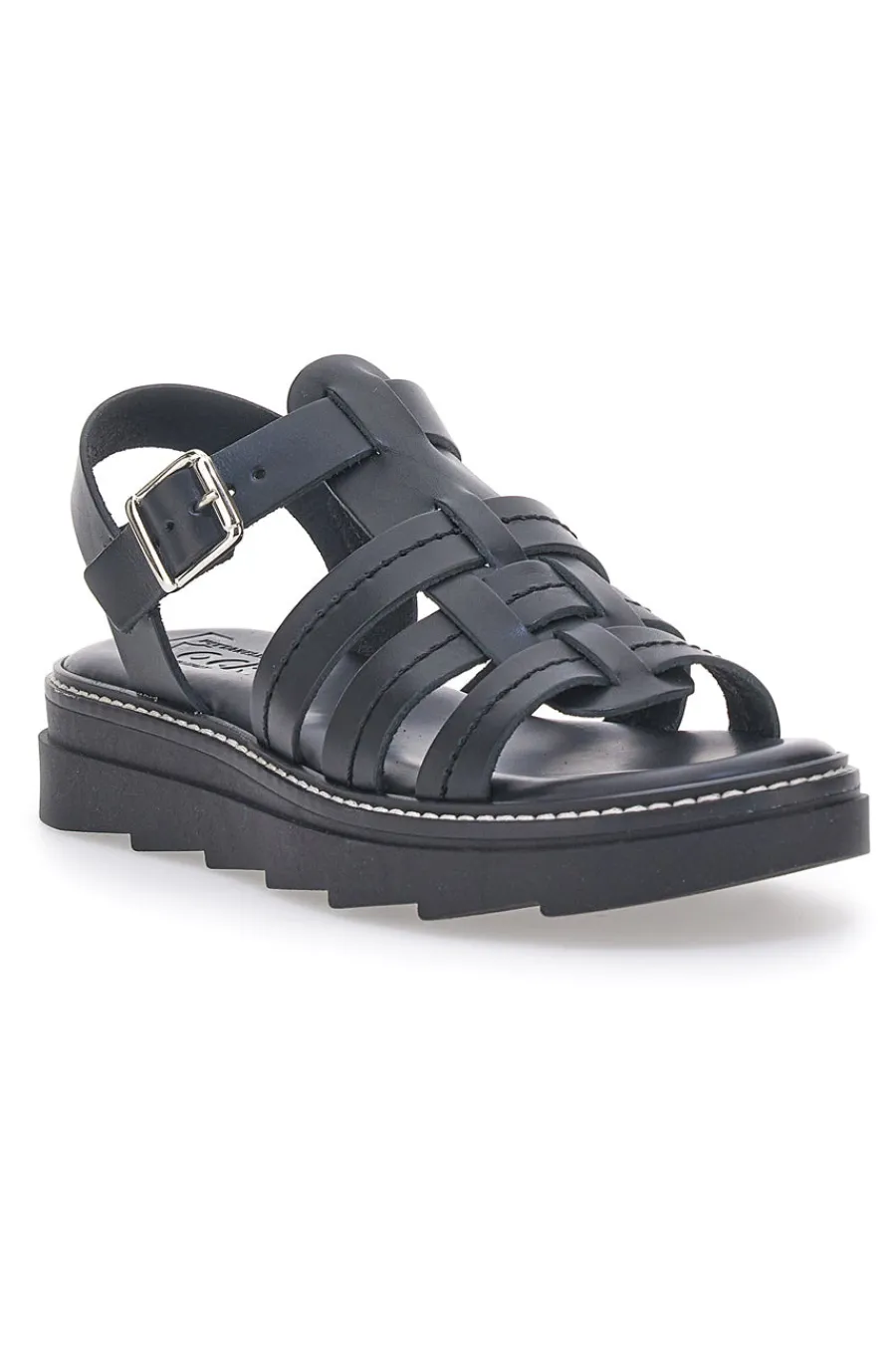 Sandali Neri in Vera Pelle Made in Italy 15432-PITTARELLO ROCK Discount