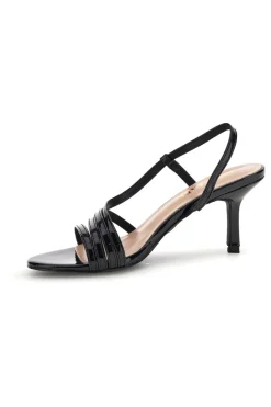 Sandali neri in vernice tacco medio cinturino P709-FIRST LADY Best