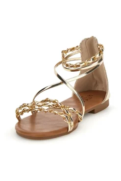 Sandali oro con fasce intrecciate e chiusura con cerniera PREA3680-MON DIEU Clearance