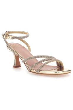 Sandali oro con strass e cinturino alla caviglia 1615-MON DIEU New