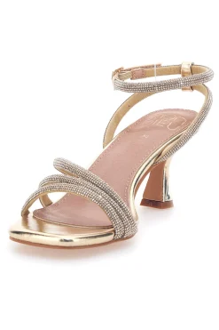 Sandali oro con strass e cinturino alla caviglia 1615-MON DIEU New