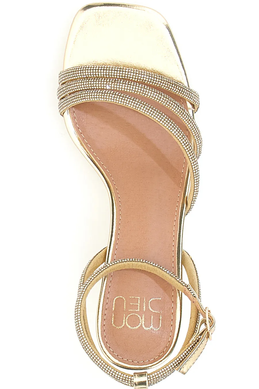 Sandali oro con strass e cinturino alla caviglia 1615-MON DIEU New