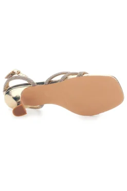 Sandali oro con strass e cinturino alla caviglia 1615-MON DIEU New