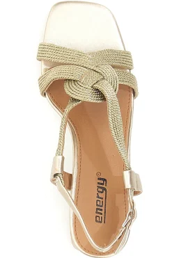 Sandali Oro Con Tacco a Blocco E1501-ENERGY Hot