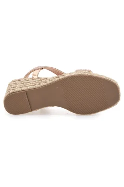 Sandali Oro con Zeppa con Glitter 602-MON DIEU Discount