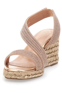 Sandali Oro con Zeppa con Glitter 602-MON DIEU Discount
