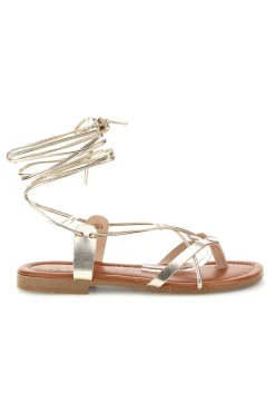 Sandali oro in vera pelle con lacci 711-PRIMA RIGA Best