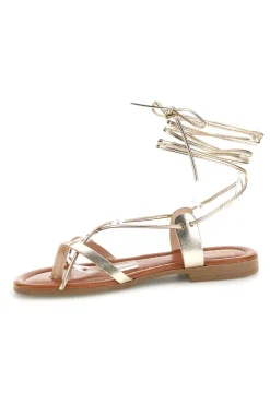 Sandali oro in vera pelle con lacci 711-PRIMA RIGA Best