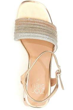 Sandali oro rosa con fascia glitter e tacco geometrico 1651-MON DIEU Hot