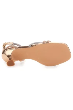 Sandali oro rosa con strass e cinturino alla caviglia 1613-MON DIEU Hot