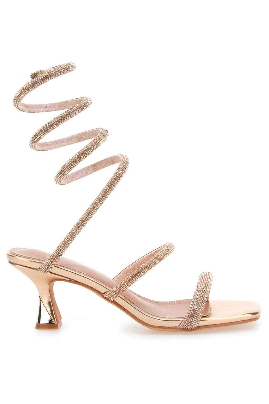 Sandali oro rosa con strass e laccio a spirale 1614-MON DIEU Sale