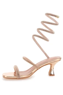 Sandali oro rosa con strass e laccio a spirale 1614-MON DIEU Sale