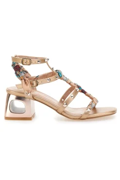 Sandali Oro Rosa Con Tacco Medio 652-THE FIRST Discount