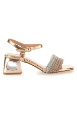 Sandali Oro Rosa Con Tacco Medio 651-THE FIRST Outlet
