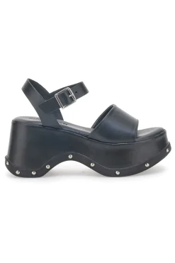 Sandali Platform Neri In Pelle 5777-PITTARELLO Clearance
