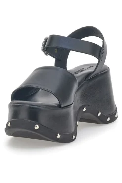 Sandali Platform Neri In Pelle 5777-PITTARELLO Clearance