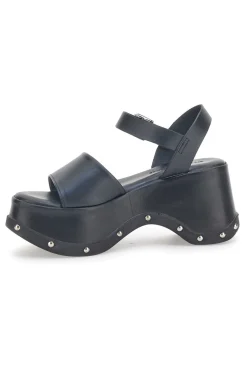 Sandali Platform Neri In Pelle 5777-PITTARELLO Clearance