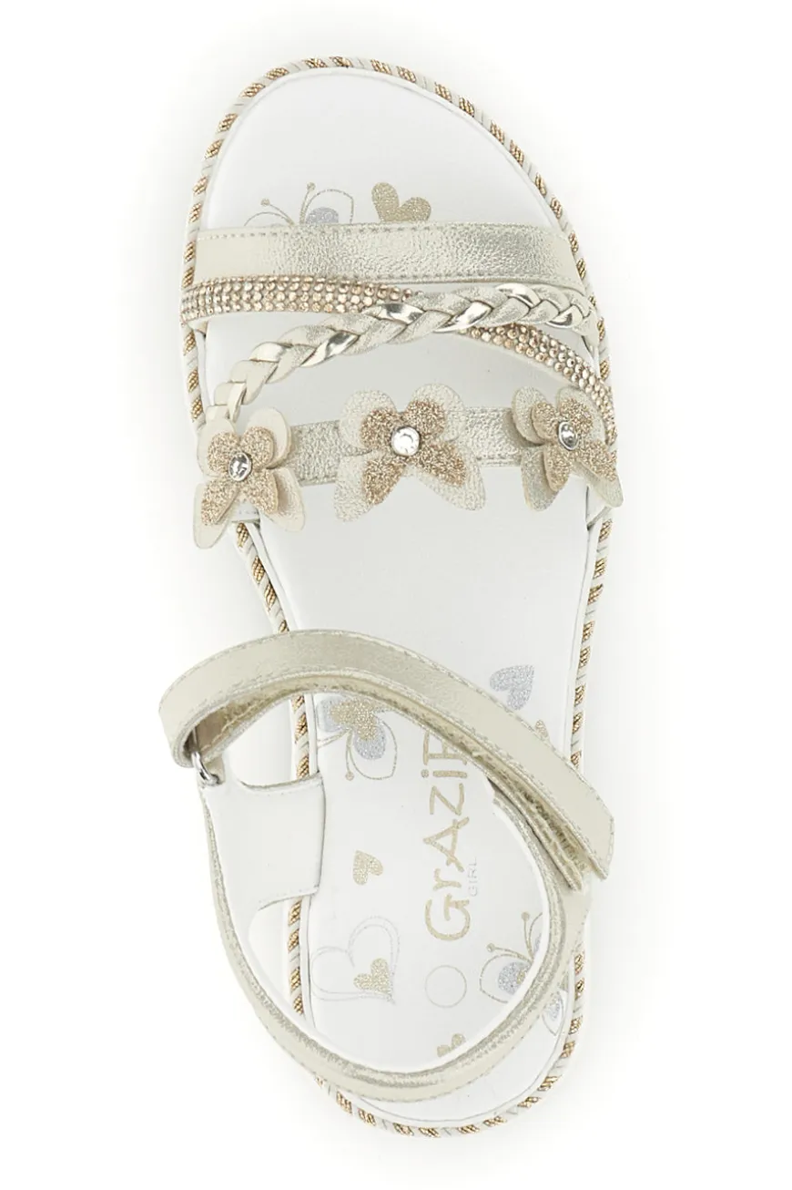 Sandali platino con farfalle e strass Grazie girl 15022