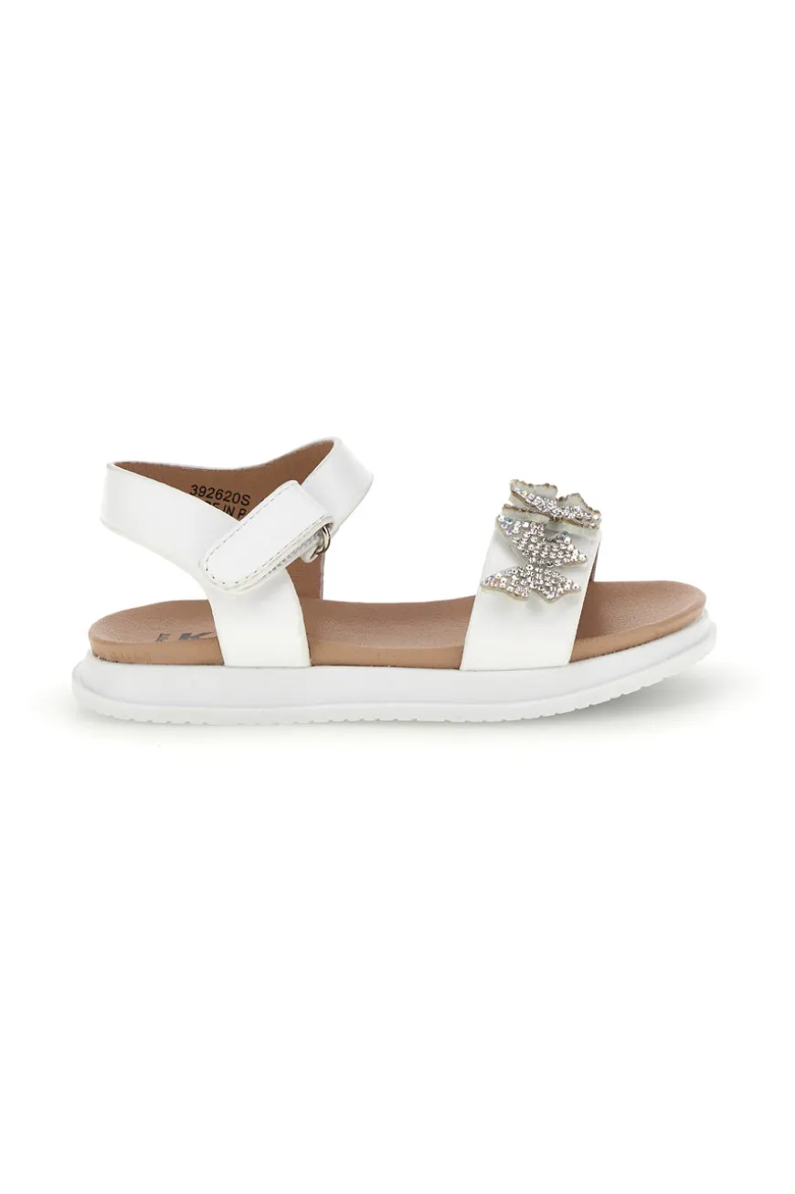 Sandali primi passi bianchi con strass a farfalla Pitt kids 392620S