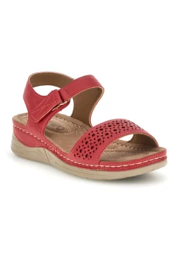 Sandali rossi con zeppa e strappo Q29919-MIO TEMPO Clearance