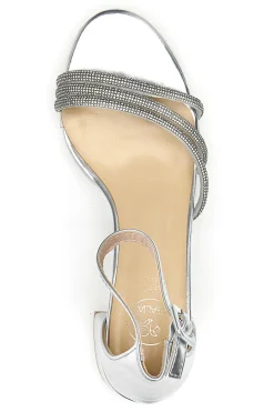 Sandali silver con tacco medio e fasce intrecciate con strass GAE19921-GALIA New