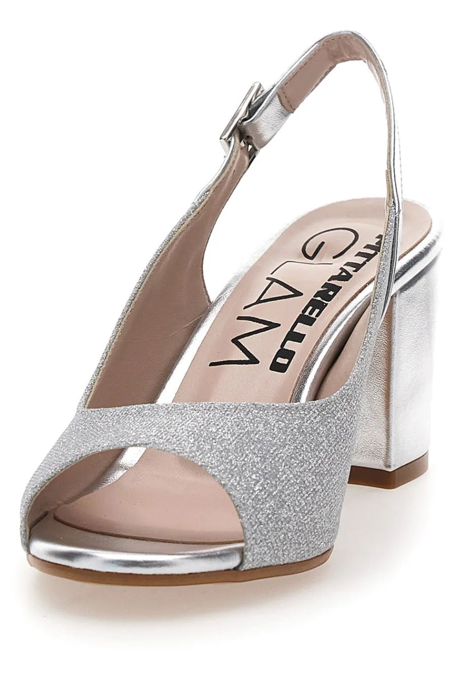 SandalI Slingback Argento con Punta Aperta 5916-PITTARELLO GLAM Clearance