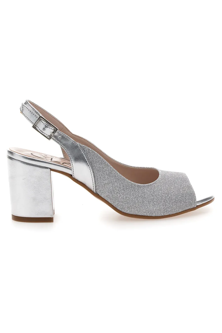 SandalI Slingback Argento con Punta Aperta 5916-PITTARELLO GLAM Clearance