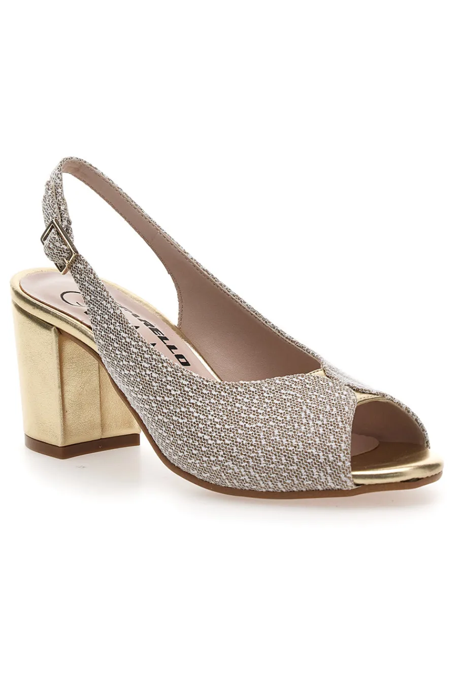 Sandali Slingback Platino con Tomaia Effetto Ricamo 5991-PITTARELLO GLAM