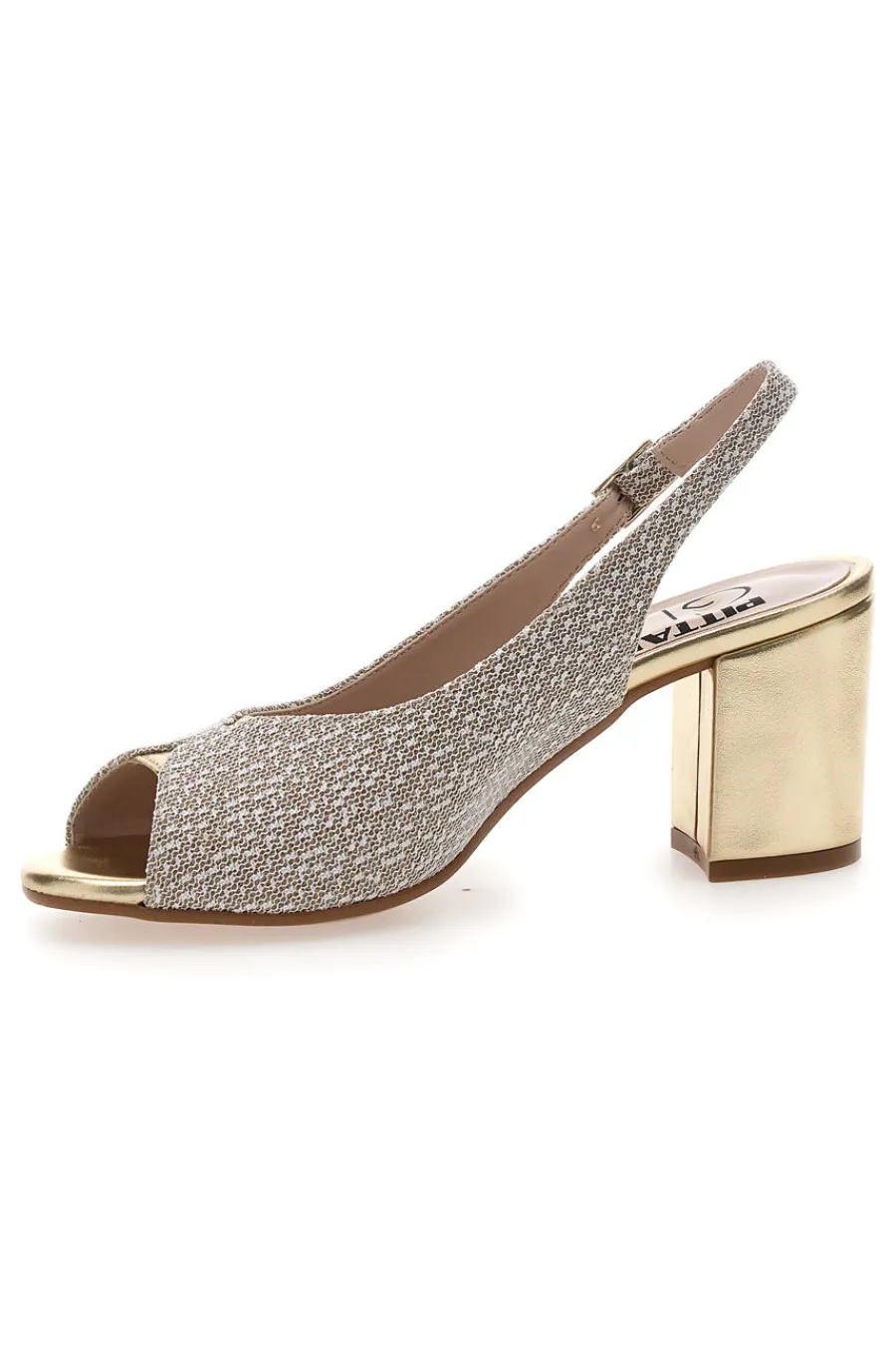 Sandali Slingback Platino con Tomaia Effetto Ricamo 5991-PITTARELLO GLAM