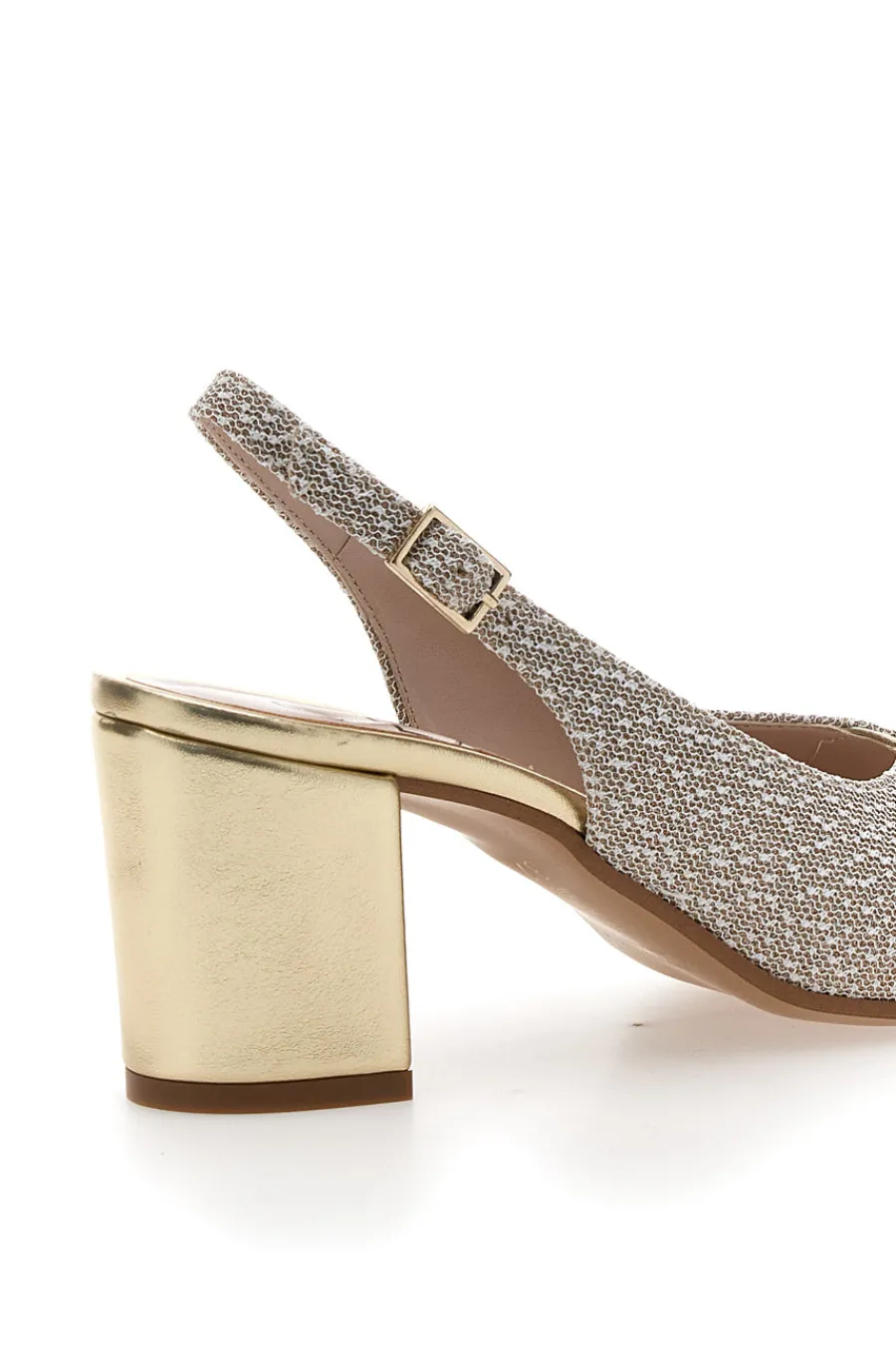 Sandali Slingback Platino con Tomaia Effetto Ricamo 5991-PITTARELLO GLAM