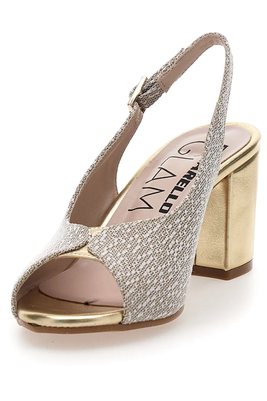Sandali Slingback Platino con Tomaia Effetto Ricamo 5991-PITTARELLO GLAM