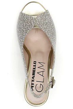 Sandali Slingback Platino con Tomaia Effetto Ricamo 5991-PITTARELLO GLAM