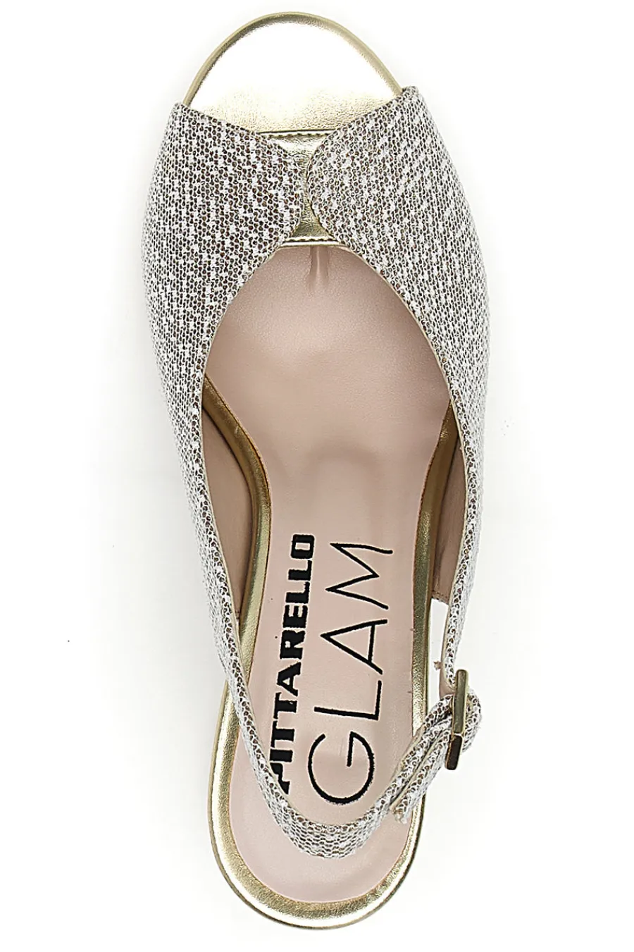 Sandali Slingback Platino con Tomaia Effetto Ricamo 5991-PITTARELLO GLAM