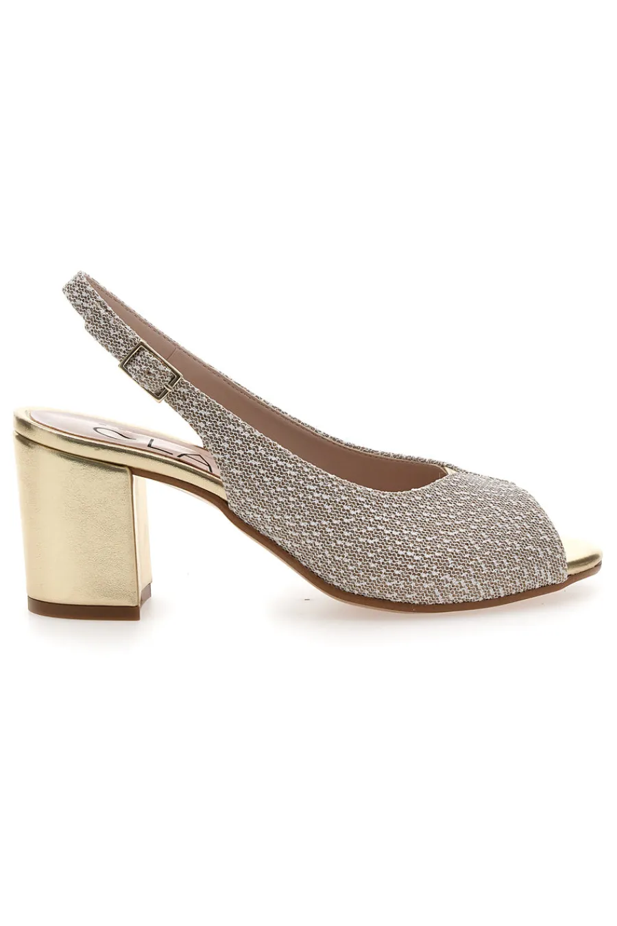 Sandali Slingback Platino con Tomaia Effetto Ricamo 5991-PITTARELLO GLAM