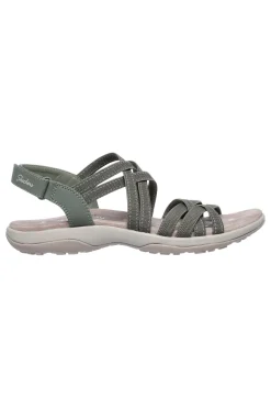 Sandali oliva con fasce elastiche regolabili REGGAE SLIM SUMMER GETAWAY-SKECHERS Clearance